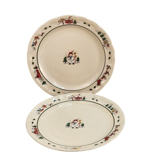 Christmas Pfaltzgraff Snow Village 11-inch Plates Holiday Dinnerware - Picture 10 of 10